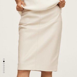 Mango Faux Leather Beige/Grey Skirt